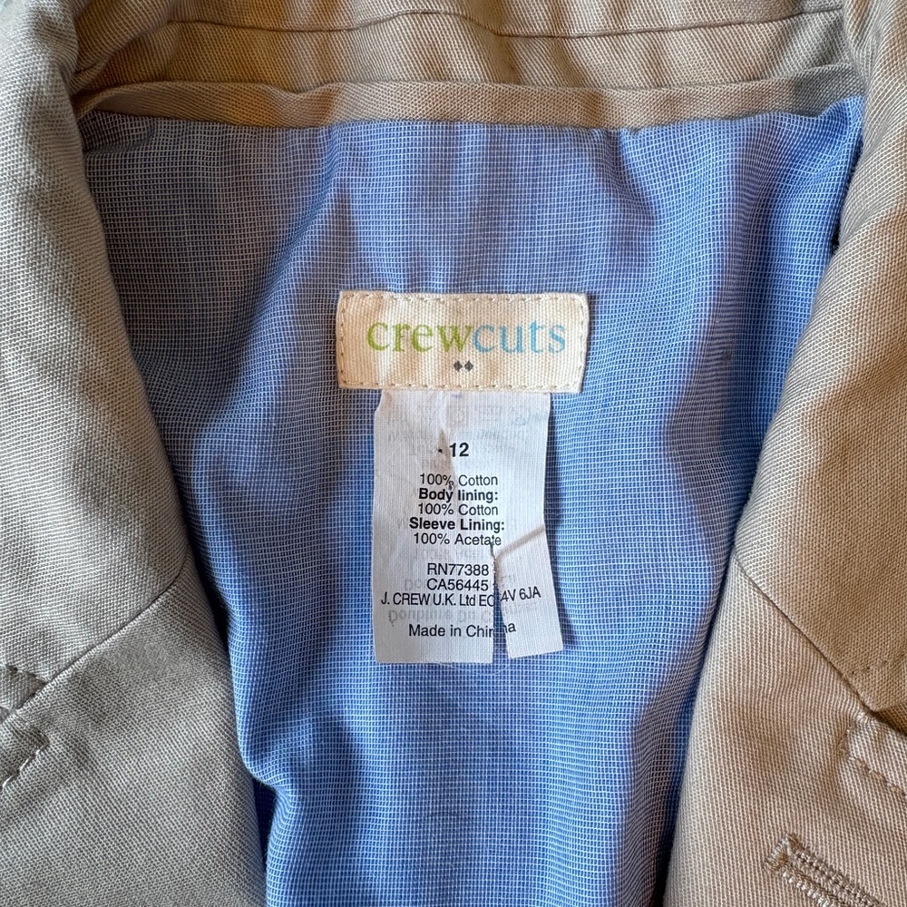 CrewCuts Tan Khaki Blazer with Blue Lining, Boys Sz 12 - Picture 2 of 6